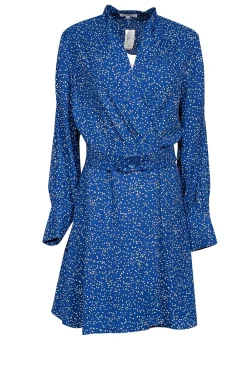 Equipment - Blue & White Speckled Wrap Dress w/ Belt Sz 6