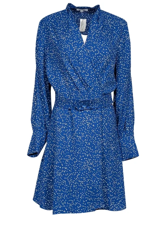 Equipment - Blue & White Speckled Wrap Dress w/ Belt Sz 6