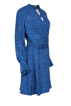 Equipment - Blue & White Speckled Wrap Dress w/ Belt Sz 6