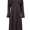Equipment - Brown Front Slit A-Line Midi Dress Sz 6