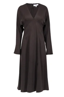 Equipment - Brown Front Slit A-Line Midi Dress Sz 6