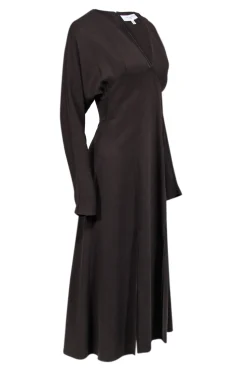 Equipment - Brown Front Slit A-Line Midi Dress Sz 6