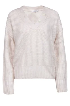 Equipment - Cream Wool & Cashmere Blend V-Neck Sweater Sz M