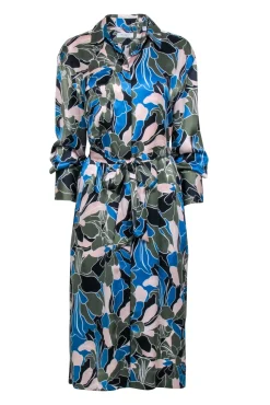 Equipment - Green, Blue, & Blush Print Shirt Dress Sz S
