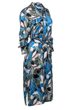 Equipment - Green, Blue, & Blush Print Shirt Dress Sz S