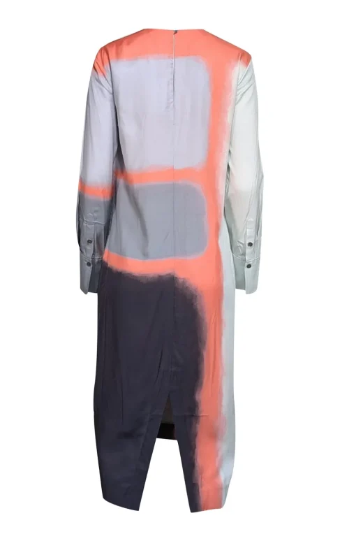 Equipment - Grey, Orange, Mint, & Black Print Silk Blend Dress Sz S