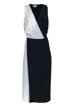 Equipment - Navy & Cream Color Block Sleeveless Dress Sz 10