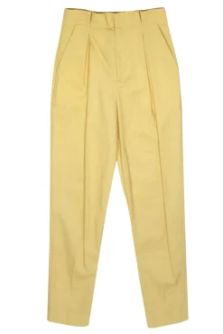 Equipment - Pale Yellow High-Waisted Cotton Pleated Trousers Sz 4