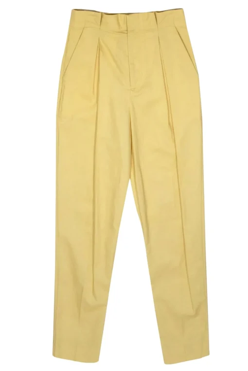 Equipment - Pale Yellow High-Waisted Cotton Pleated Trousers Sz 4