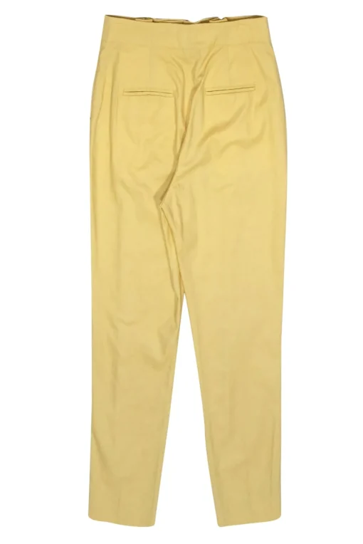 Equipment - Pale Yellow High-Waisted Cotton Pleated Trousers Sz 4