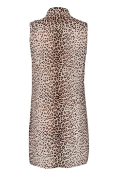 Equipment - Tan, Beige, & Black Leopard Print Silk Sleeveless Dress Sz S