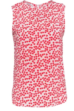 Equipment - White Silk Tank Blouse w/ Red Hearts Sz XS