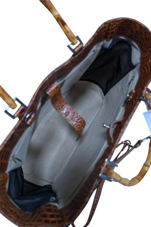 Eric Brand - Brown Croc Embossed Tote w/ Bamboo Handles & Detachable Strap