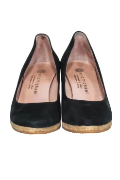 Eric Michael - Black Suede Espadrille Wedges Sz 7