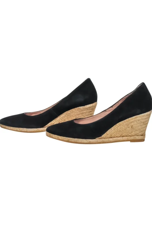 Eric Michael - Black Suede Espadrille Wedges Sz 7