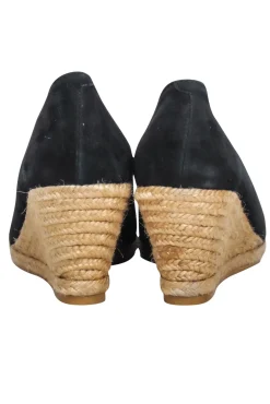 Eric Michael - Black Suede Espadrille Wedges Sz 7
