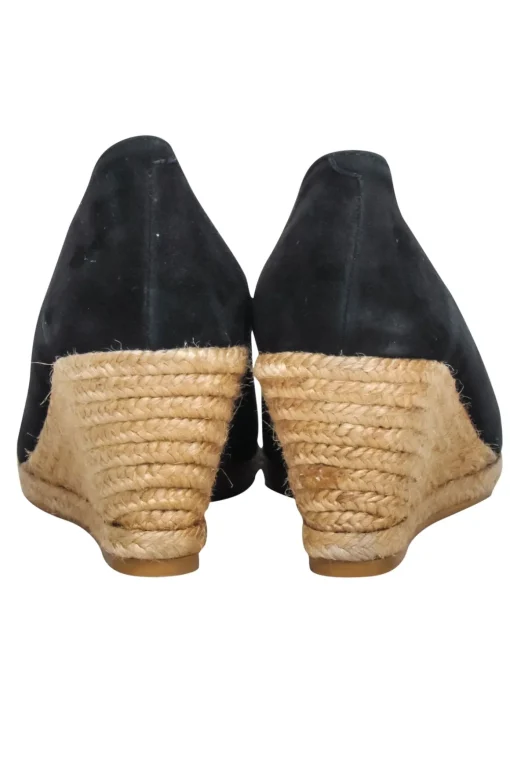 Eric Michael - Black Suede Espadrille Wedges Sz 7