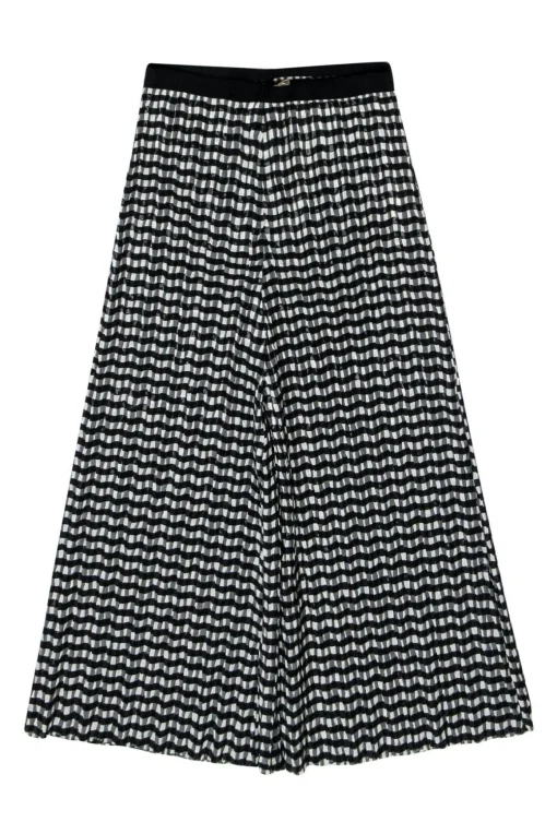 Erika Cavallini - Black & White Gingham Print Pleated Culottes Sz 4