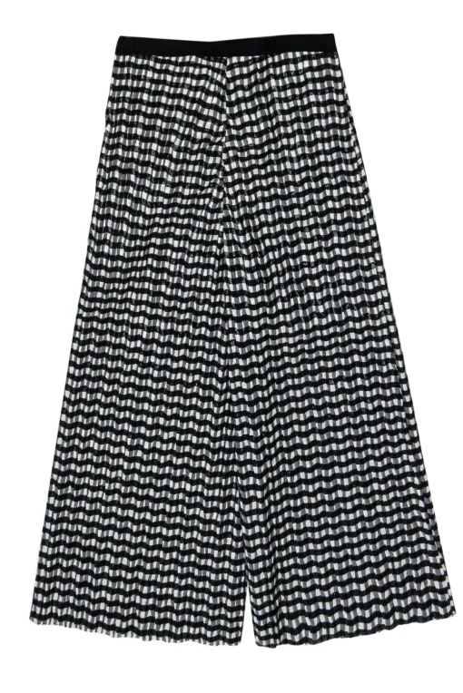 Erika Cavallini - Black & White Gingham Print Pleated Culottes Sz 4