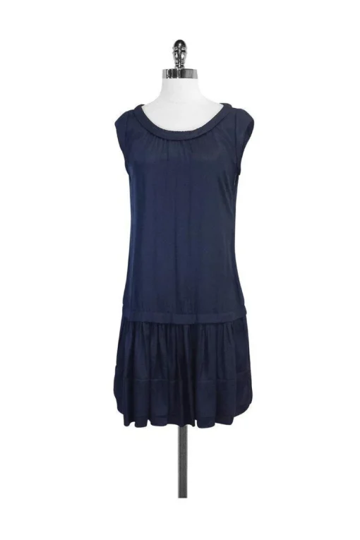 Eryn Brinie - Navy Cap Sleeve Shift Dress Sz S