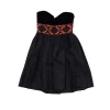 Escada - Black & Coral Velvet Embellished Strapless Dress Sz 6