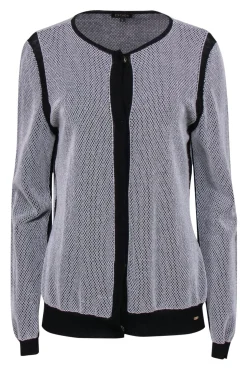 Escada - Black & White Mesh Textured Cardigan Sz L