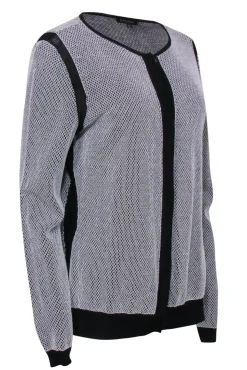 Escada - Black & White Mesh Textured Cardigan Sz L