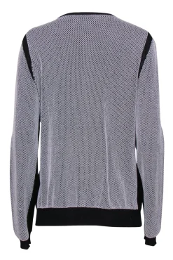 Escada - Black & White Mesh Textured Cardigan Sz L