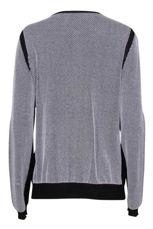 Escada - Black & White Mesh Textured Cardigan Sz L