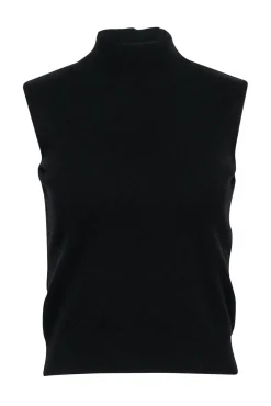 Escada - Black Mock Neck Wool Blend Sleeveless Top Sz 4