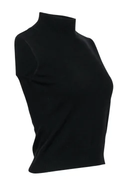 Escada - Black Mock Neck Wool Blend Sleeveless Top Sz 4