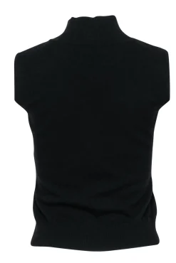 Escada - Black Mock Neck Wool Blend Sleeveless Top Sz 4