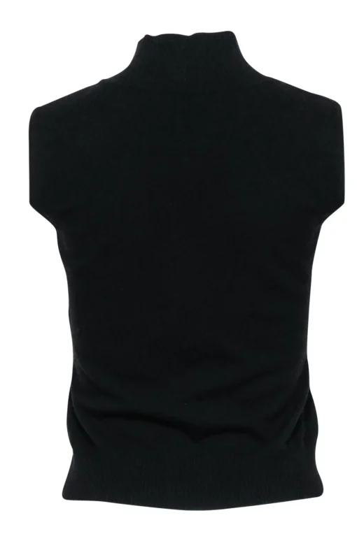 Escada - Black Mock Neck Wool Blend Sleeveless Top Sz 4
