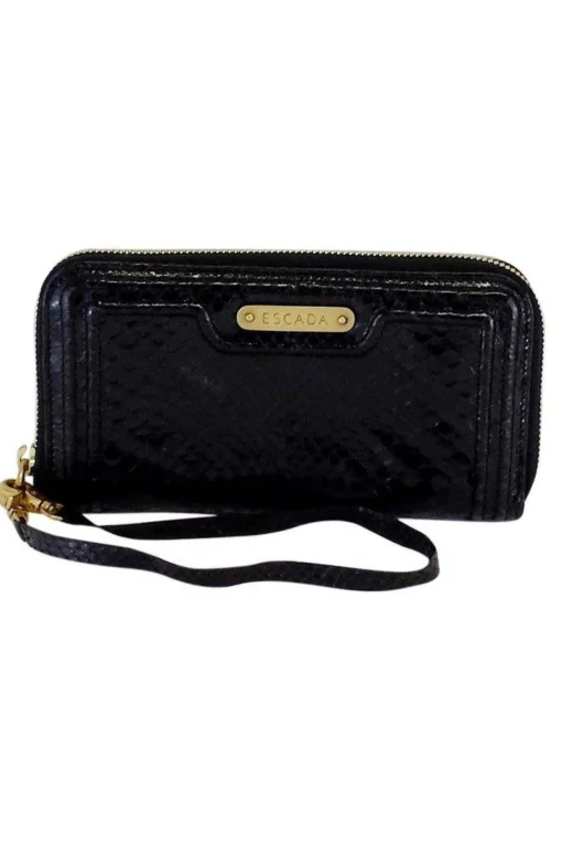 Escada - Black Python Print Leather Wallet