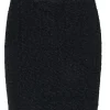 Escada - Black Swirled Crinkled Textured Pencil Skirt w/ Gold Accents Sz 10