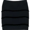Escada - Black Wool Pencil Skirt w/ Ruffled Trim Sz 12