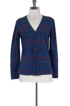 Escada - Blue & Red Beaded Cardigan Sz 8