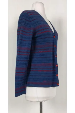 Escada - Blue & Red Beaded Cardigan Sz 8