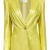Escada - Bright Yellow Leather Single Button Blazer Sz 8