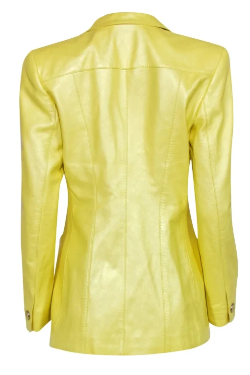 Escada - Bright Yellow Leather Single Button Blazer Sz 8