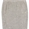 Escada - Bronze & Taupe Sequin Cotton Blend Tweed Pencil Skirt Sz 16