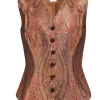 Escada - Burnt Orange, Red, & Gold Paisley Brocade Button Front Vest Sz 8