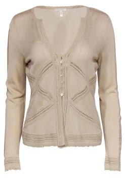 Escada - Golden Tan Open Piping Cardigan Sz 8
