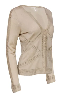 Escada - Golden Tan Open Piping Cardigan Sz 8