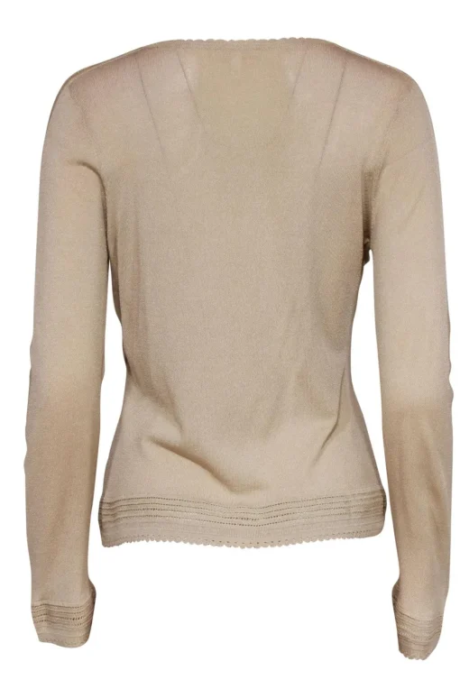 Escada - Golden Tan Open Piping Cardigan Sz 8