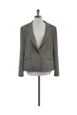 Escada - Grey Pleated Shoulder Single Button Blazer Sz 14