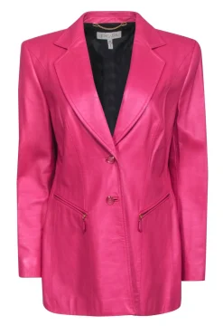 Escada - Hot Pink Leather Blazer Sz 12 Blazer