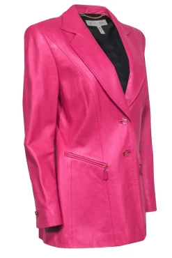 Escada - Hot Pink Leather Blazer Sz 12 Blazer