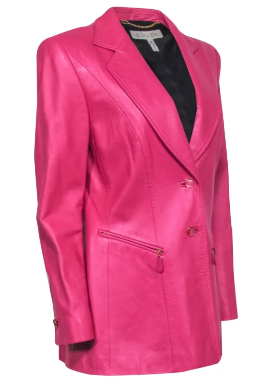 Escada - Hot Pink Leather Blazer Sz 12 Blazer