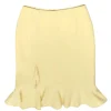 Escada - Light Yellow Wool Ruffled Pencil Skirt Sz 6